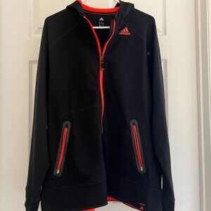 Adidas Size up hoodie jacket in size large black and bright orange red